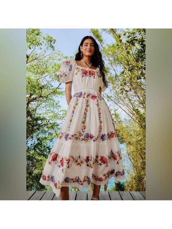 FARM Rio Dresses & Skirts - Farm Rio Off-White Tropicalista Embroidered Maxi Dress